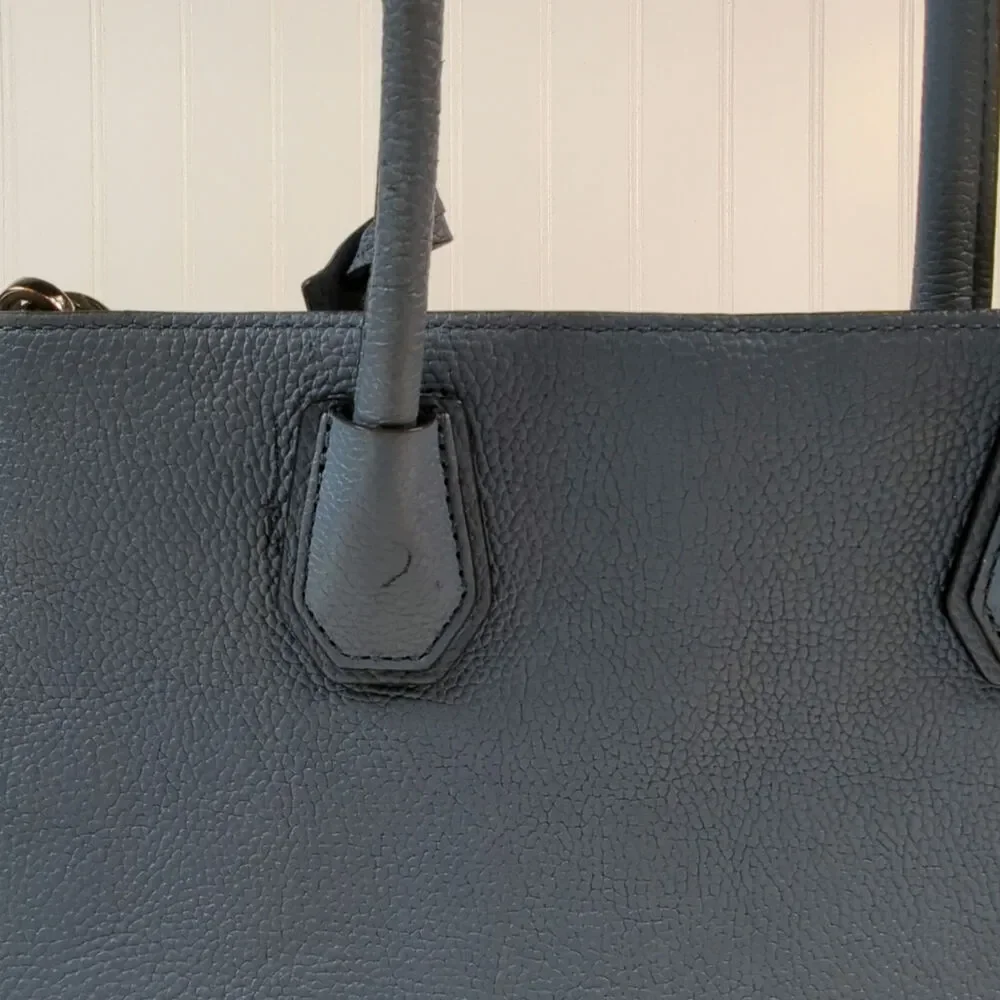 Michael Kors Mercer Leather‎ Satchel Handle Removable Strap Light Blue